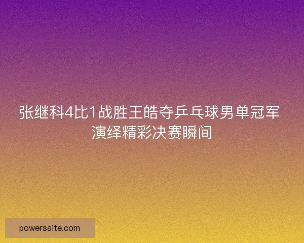 张继科4比1战胜王皓夺乒乓球男单冠军 演绎精彩决赛瞬间