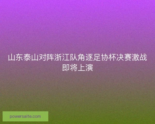 山东泰山对阵浙江队角逐足协杯决赛激战即将上演 山东泰山对阵浙江队角逐足协杯决赛激战即将上演